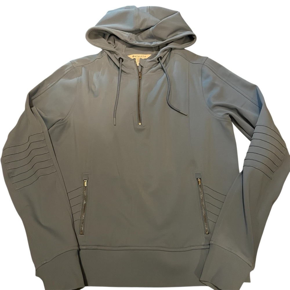 Athleta Gray/Blue  Hooded Pullover Jacket with Zipper XL